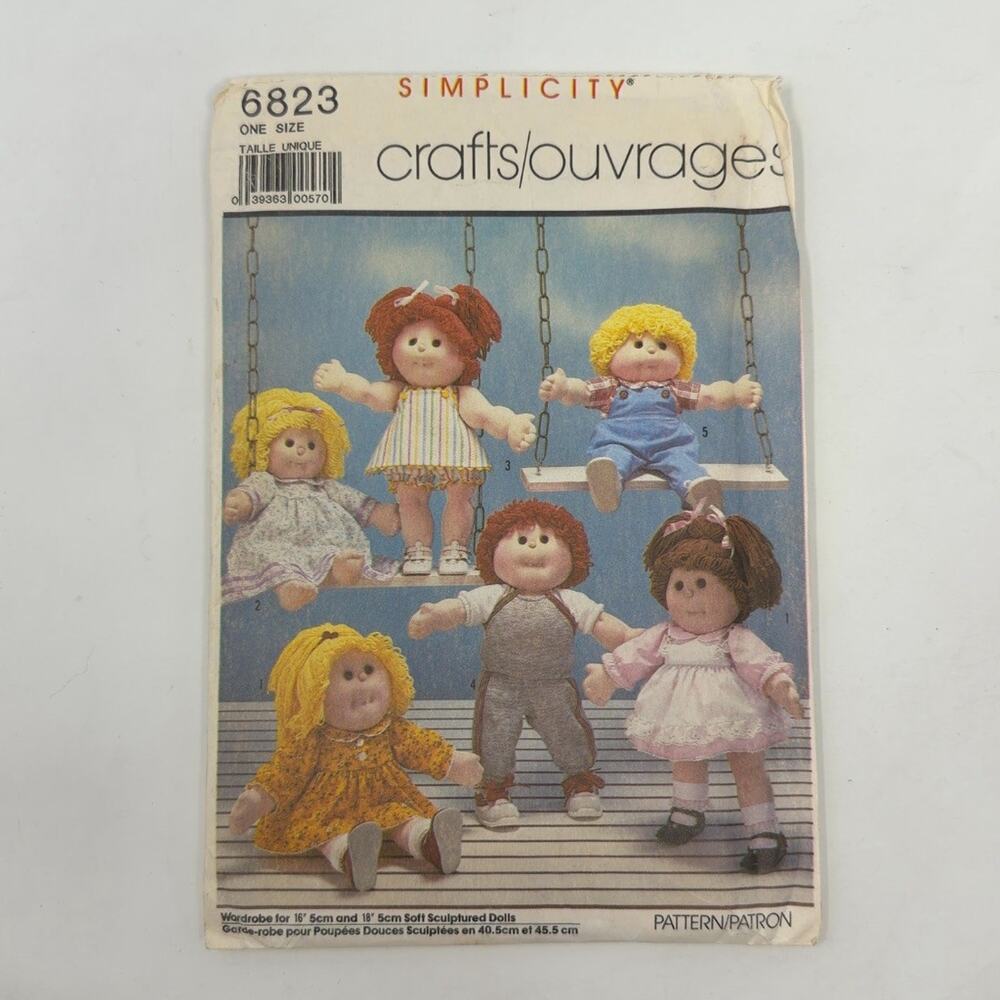 Simplicity 6823 Vintage 1985 Crafts Sewing Pattern Doll Clothes EUC
